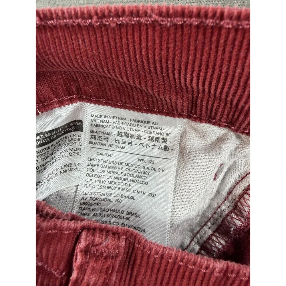 Levis 514 Corduroy Pants Mens 31x32 Red Straight Fit Stretch Trouser Casual Jean
